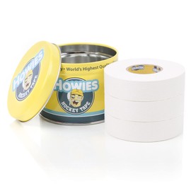Howies Hockey Stick Premium Cloth Tape or Shin Tape 3-Pack You Choose Colors - Cloth (1 Inch by 25 Yards Long) Clear/Poly (1" x 30yds) with Free Tape Tin ((3) White)