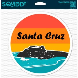 Squiddy Santa Cruz Surf Ocean Beach Round - Vinyl Sticker for Car, Laptop, Notebook (4" Wide)