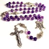 elegantmedical HANDMADE AMETHYST ROSE BEADS 5 DECADE ROSARY ITALY CROSS