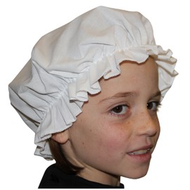 Brigitta Girls' Victorian/Edwardian Period Costume Maids' Mop Hat White