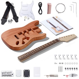 Leo Jaymz Leo Jaymz DIY ST Style Electric Guitar Kits with Mahogany Body and Maple Neck - Ebony Fingerboard and All Components Included (ST)