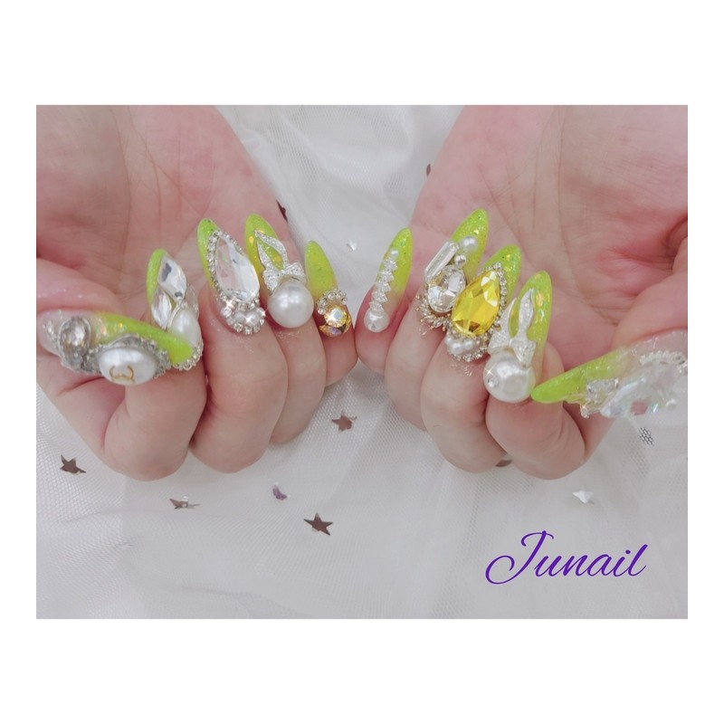 ⭐️ Lemon pearl handmade nail tip ✨ - Short straight