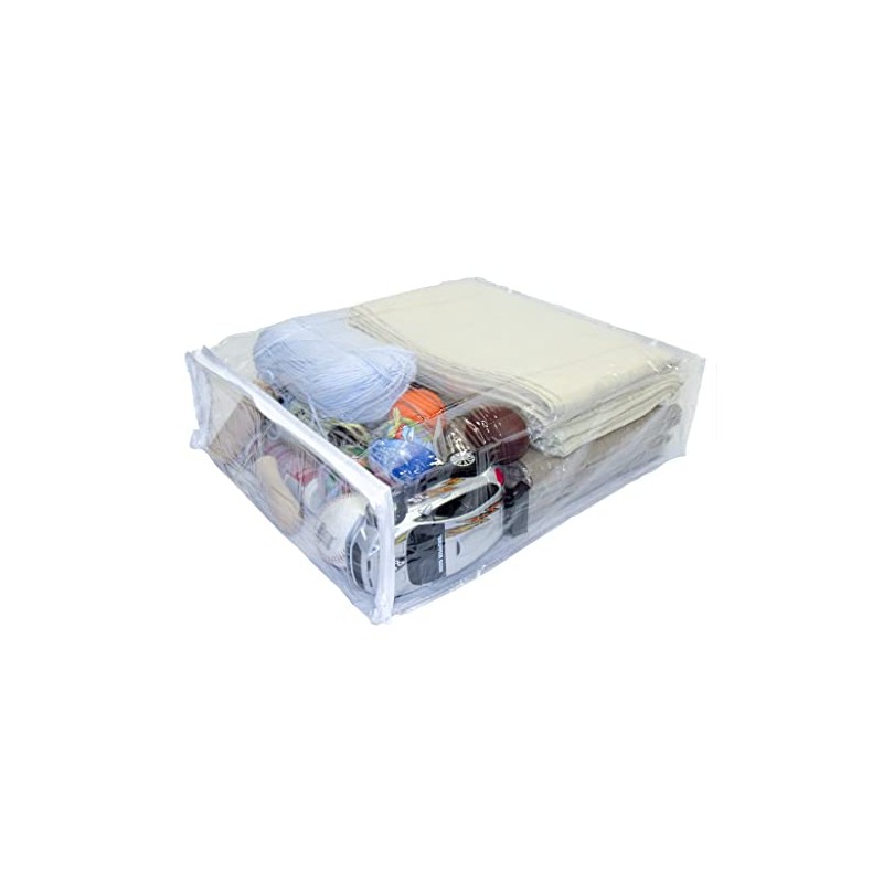 Clear Vinyl Zippered Blanket Storage Bags 15x18x5 Inch set of