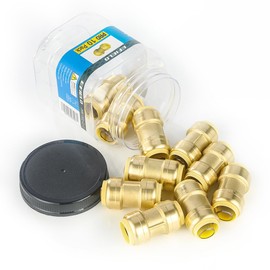 Pro 10-Pack EFIELD 3/4-Inch X 3/4-Inch Straight Coupling Brass Fittings, Push-Fit Fitting to Connect Pex, Copper, CPVC, cUPC Certifed