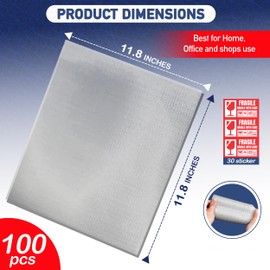 Cushion Foam Pouches 12x12 Inch (100 Pack) with 30 Fragile Stickers - 0.5mm Thick Foam Pouches for Packing Dishes, Glassware & Fragile Items - Protective Packing Sleeves for Moving, Storage & Shipping