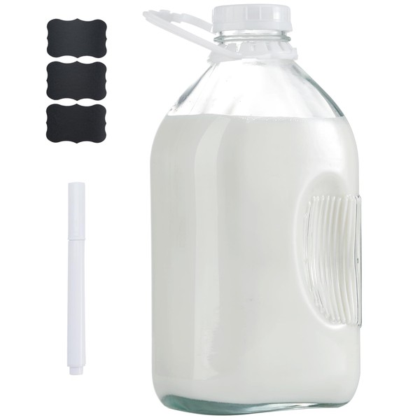 FyndraX Glass Milk Jugs Bottle - 64Oz Water Container with