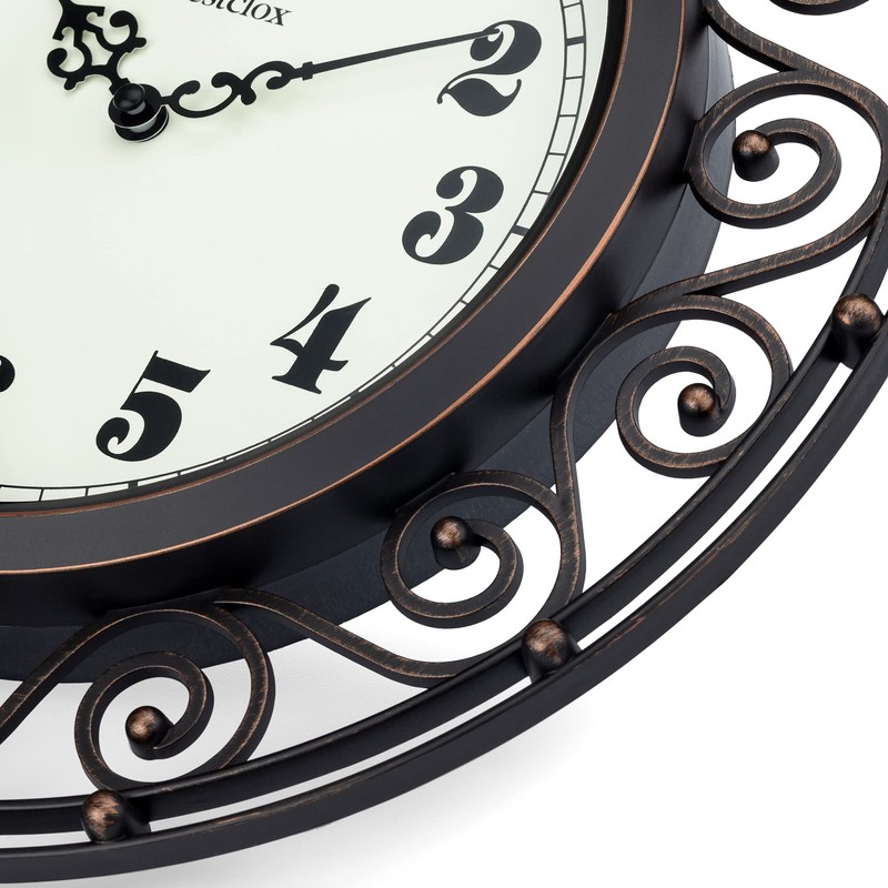 Westclox 32021 12" Filigree Rubbed Bronze Finish Clock