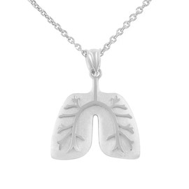 Sideways Crosses 925 Sterling Silver Human Lungs Anatomy Pendant Necklace, 18"