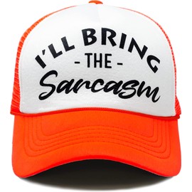 Funky Junque 'I'll Bring The Sarcasm' Funny Trucker Hat, Bachelorette Hats for Girls Trip, Girls Weekend Hats
