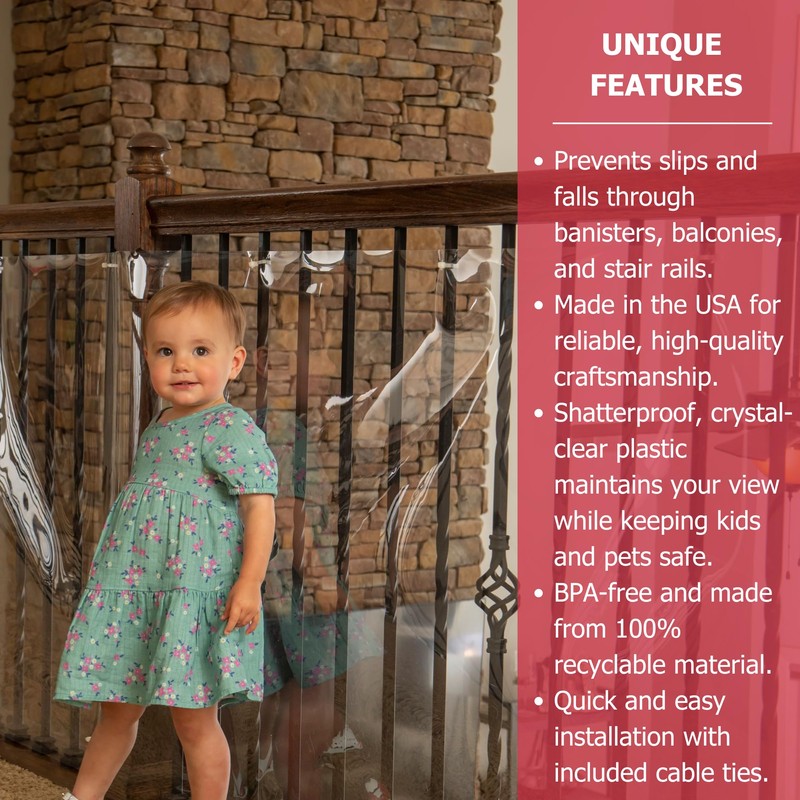 Cardinal Gates KS15 Banister Shield Protector - Clear Indoor Banister