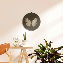 EGVQK Vintage Butterfly Round Wall Art, Neutral Moody Butterfly Framed Canvas Prints Wall Art, Retro Moth Round Canvas Hanging Walls Decor for Home Bedroom Living Room Decorations, 10x10in