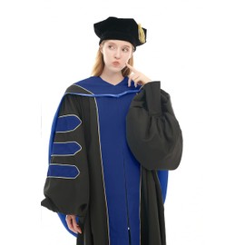 Herrenbek Doctoral Graduation Gown Hood and Tam 8 Sided Package Doctoral Regalia Royal
