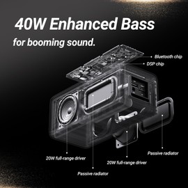 BOGASING - Altavoces Bluetooth M5 portátil inalámbrico con sonido estéreo de 40 W y graves impactantes, tiempo de reproducción de 30 horas, IPX7 impermeable, Bluetooth 5.3, EQ, TWS, TF-Card, AUX, USB,