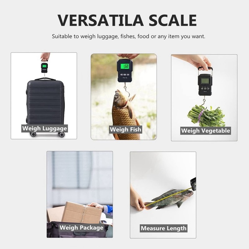 Luggage Scale Hand Scale Fishing Scale with Measuring Tape Ruler