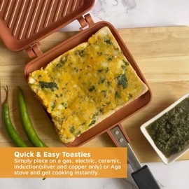 Toasted Sandwich Maker - Panini Press or Grilled Cheese Maker - Stove Top Toastie Non-Stick Ideal for Indoors and Outdoors by Jean Patrique