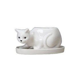Leadigol Cat Shaped Ceramic Cactus,Cat Succulent Planter with Drainage,Cartoon Ceramic Flowerpot Cute Animal Plant Pot Mini Animal