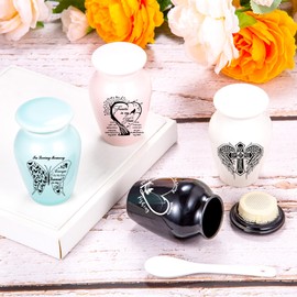 Small Keepsake Urns for Human Ashes - Set of 4 - Mini Funeral Urn Cremation Urns for Ashes, Ceramic Memorial Ashes Holder Share Urn with Family & Friends