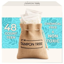 Tampon Tribe Compresas de algodón orgánico para adolescentes | 48 compresas absorbentes con alas | 100% algodón orgánico, hipoalergénicas, sin metal ni químicos, con bordes antifugas | 48 unidades