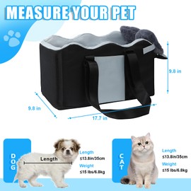 Center Console Dog Car Seat for Small Dogs, Pet Puppy Car Seats with Soft Cushion Safety Belt, Washable Cat Carseats, Pet Bed for Cars, Dog Booster Cars Seats for Dogs Small 5-15 lbs(Black)