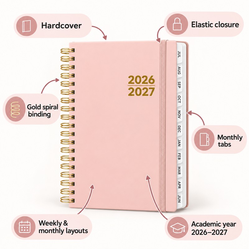 2026–2027 Academic Planner for School & Work – Hardcover Weekly