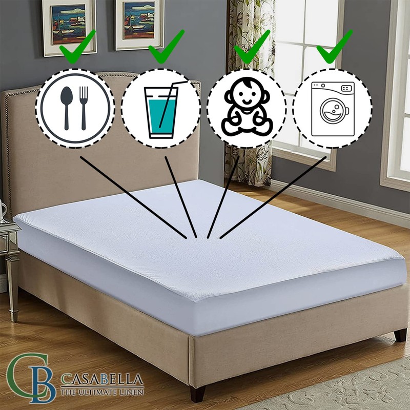Casabella New Waterproof Terry Towel Matress Protector 12" Fitted Bed