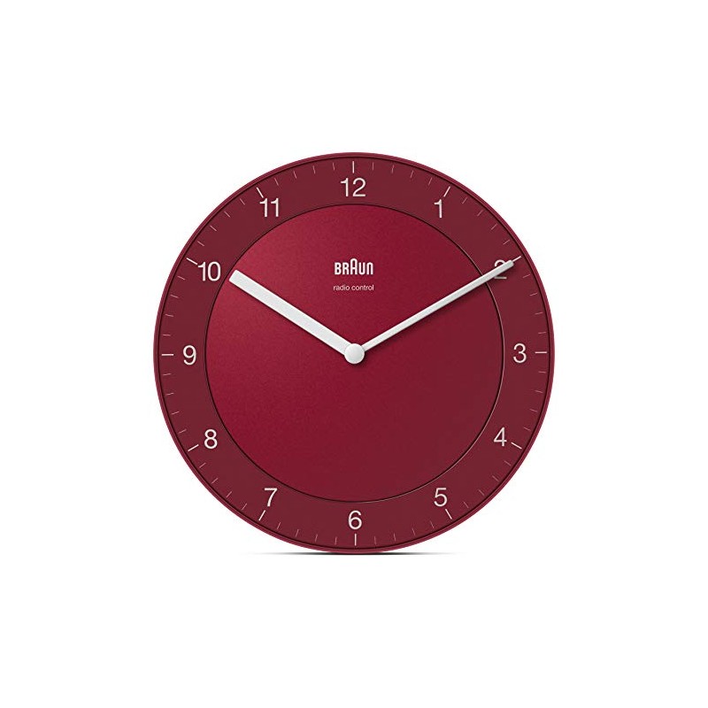 Braun Radio Wall Clock, Plastic, Red, Normal