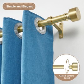 Brass Curtain Rods 72 to 144 Inch, Telescoping Drapery Rod With Cap End, 1 Inch Diameter Heavy Duty, Decorative Single Window Treatment, Adjustable