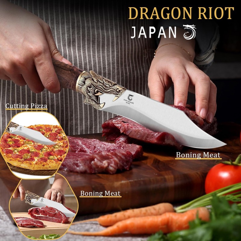 DRAGON RIOT Razor Sharp Chef Knife for Cooking, Hand Forged