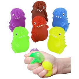 Mini Puffer Dinosaur Balls (Pack of 24) (1.75") Dino Stress Relief Fun Soft Toys for Party Favors. Great for Soothing ADHD, Stress, Autism and More. (Dinosaurs)