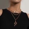 TseenYi Layered Snake Pendant Necklace Paperclip Chain Multilayer Necklace Gold