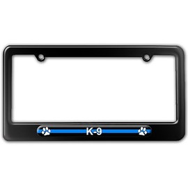 GRAPHICS & MORE Thin Blue Line K-9 Unit Paw Prints - Police License Plate Tag Frame