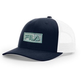 Fila - Gorra unisex con logotipo de parche ajustable, Azul marino/Blanco, Talla única
