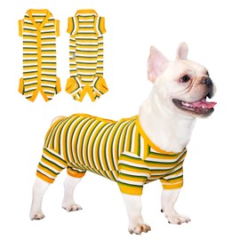 TONY HOBY Dog Pajamas, Dog Surgical Recovery Suit, Knitted Dog Shirt for Small Medium Dog (Yellow&Green, Girl, S)