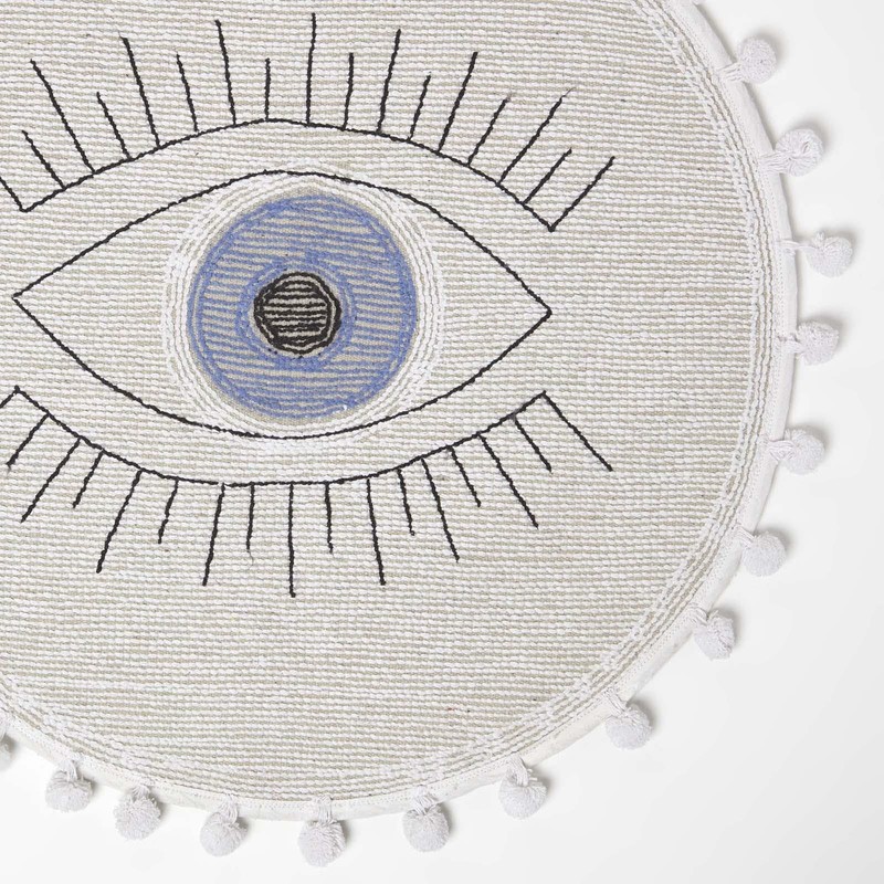 HOMESCAPES Cotton Eye See You Eye Bath Mat White Super