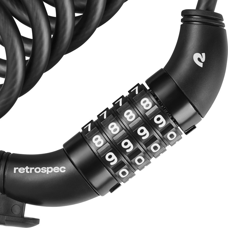 Retrospec Grizzly Bike Lock - 6ft Anti-Theft Cable with 4-Digit