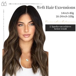 Vivien Balayage Real Hair Weft Extensions 18 inches / 45 cm Balayage #1B/4/18 Black Brown with Blonde Weft Extensions Real Hair Remy Hair Wefts 100 g