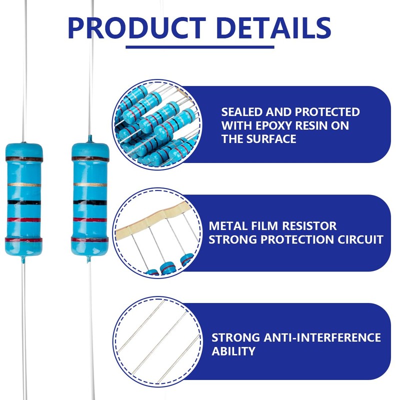 Innfeeltech 25 Pieces 3W 1% Tolerance 22 Ohm Metal Film