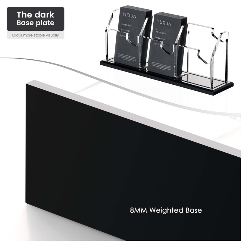 YUXUN Vertical Business Card Holder for Desk, 3 Slots Acrylic