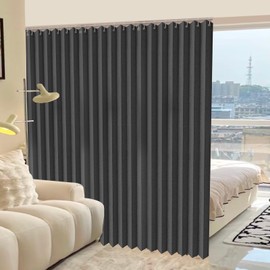 Zpnevx Accordion Door 100×84 inch, Waterproof Closet Curtain for Open Closet, Room Divider, Charcoal Grey, 1 Panel