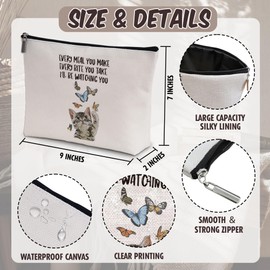 Eronm Cute Cat Makeup Bag, Small Cosmetic Bag, Waterproof Canvas Makeup Pouch, Birthday Christmas Friendship Gifts for Women Family Friends Teens Children, Travel Essentials for Women Girls-A17