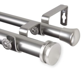 Rod Desyne 1" Bun Double Curtain Rod, 66-120 inch, Satin Nickel