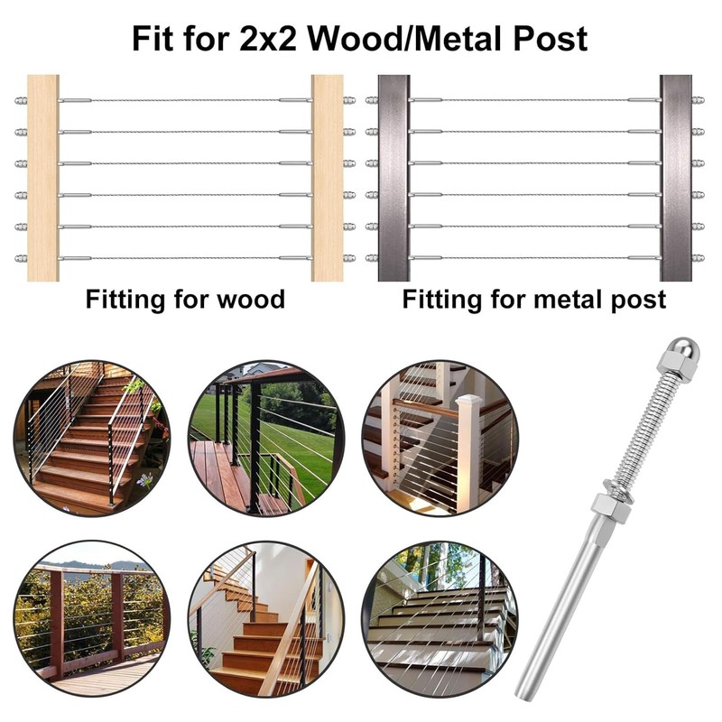 CKE 20 Pack Cable Railing Kit, Hand Swage Threaded Stud