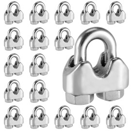 MANCHAP 30 Pack M3 U Bolt Cable Wire Rope Clamps, 1/8 Inch Stainless Steel Wire Rope Cable Clips Saddle Fastener for 1/8 Inch Steel Wire, Cable, Silver