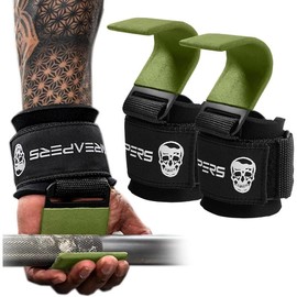 Gymreapere Weight Lifting Hooks (Pair), Heavy Duty Power Wrist Straps Hand Grip Support For Deadlifts, Pull Ups, Shrugs - Gym Gloves For Men and Women - Colour: Black