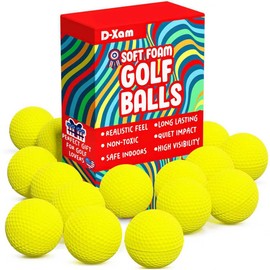 D-Xam Foam Golf Balls Bulk Practice Golf Ball Yellow Soft | Long Lasting & Realistic Feel | Limited Flight Use Indoors Outdoors Backyard Training
