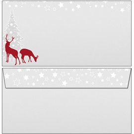 Christmas Envelopes Christmas Red Wild Grey/Red Pack of 50 Envelopes DIN Long without Window 6882