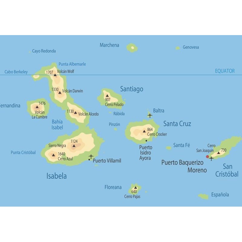 Ecuadore Physical Map - 23.3 x 16.5 Inches - Paper