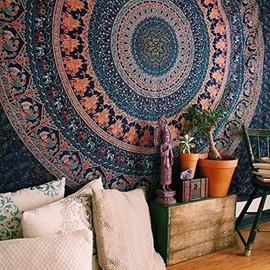 Indian-hippie-gypsy Bohemian-psychedelic Cotton-mandala Wall-hanging-tapestry-multi-color Large-mandala Hippie-tapestry (Poster (30x40Inches)(76x101cms))