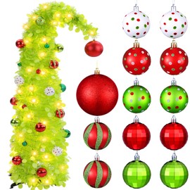 Arrowbash 4ft Christmas Tree with Stand Artificial Lime Green Christmas Tree with 13 Pcs Elf Ball Ornaments Green Xmas for Living Room Tabletop Decor Holiday Indoor Outdoor(Cute Style)