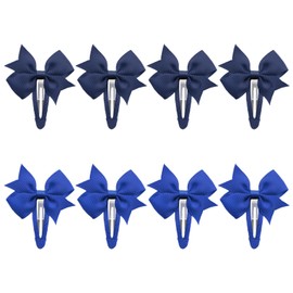 8 Pieces Bow Hair Clips, Blue Butterfly Hair Clips, Kids Bow Hair Clips, Non-Slip Side Clips for Girls, Cute Pony Gripper, Cute Bow Hair Accessories